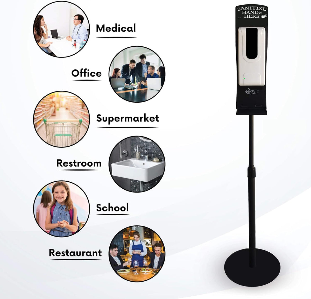 Touchless Automatic Hand Sanitizer Dispenser with Stand, Stainless Steel, Black, Pack of 2 A5248