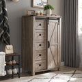 5 Drawer Reclaimed Barnwood Dresser with Sliding Barn Door A7540