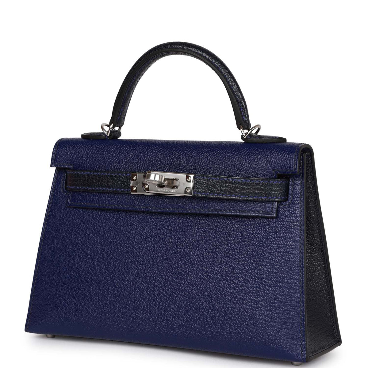 Bleu Encre and Bleu Indigo Chevre Mysore Bag K578