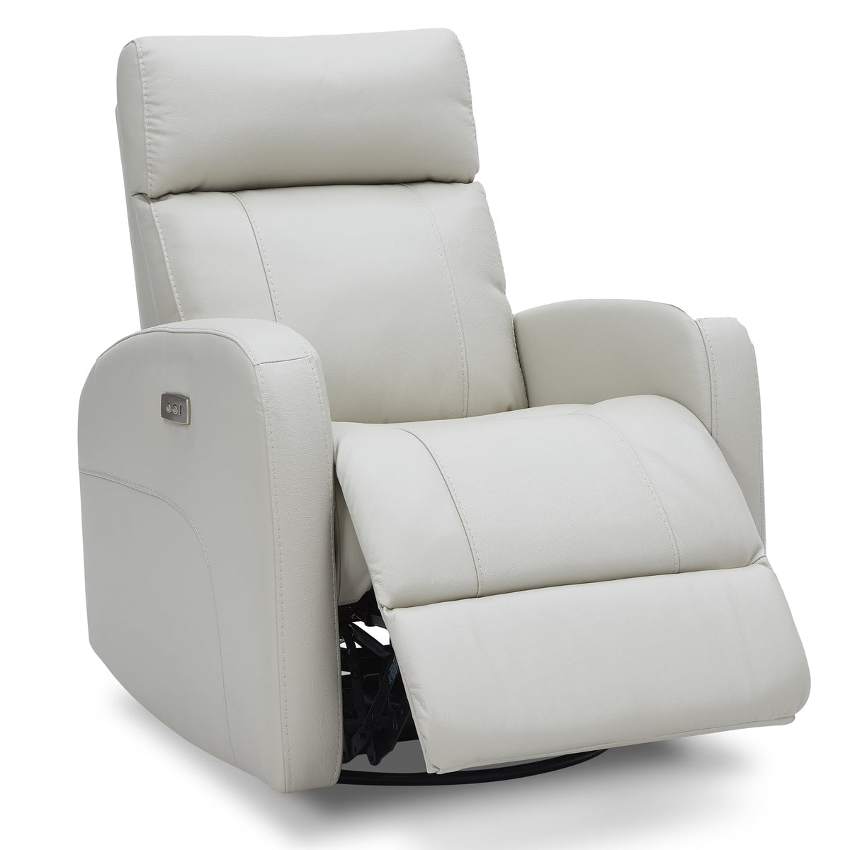 White Leather Power Swivel Glider Recliner W6069