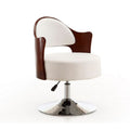 White and Polished Chrome Faux Leather Swivel Accent Chair S348