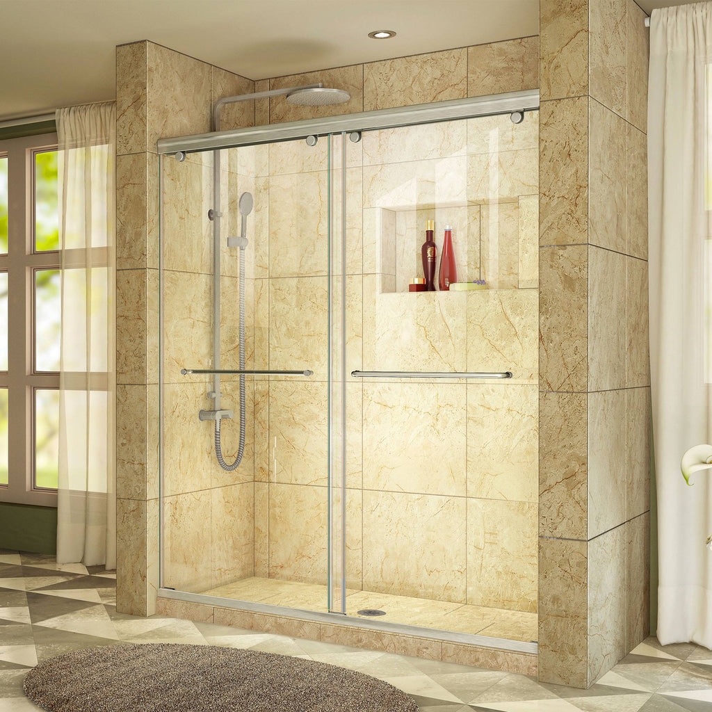 Frameless Bypass Sliding Shower Door Brushed Nickel U1800