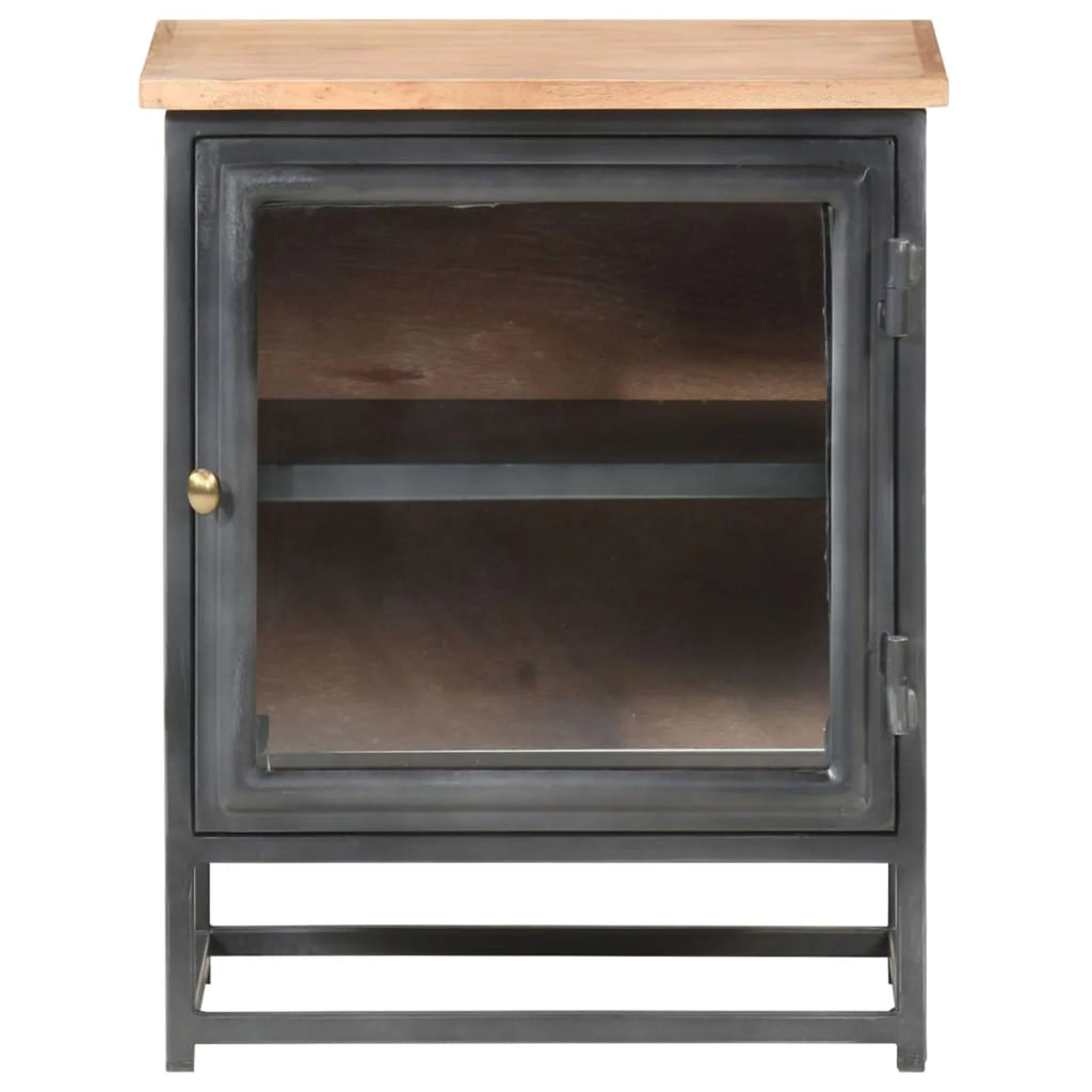 Gray Solid Acacia Wood Bedside Cabinet S1362