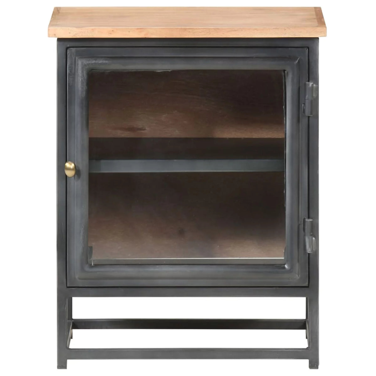 Gray Solid Acacia Wood Bedside Cabinet S1362