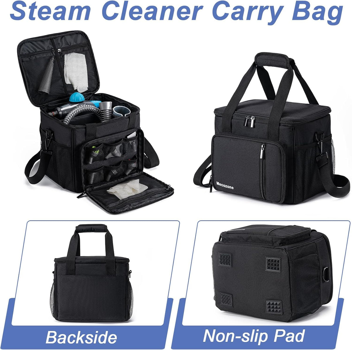 Black Handheld Steam Cleaner Carry Bag with Multiple Pockets G93939
