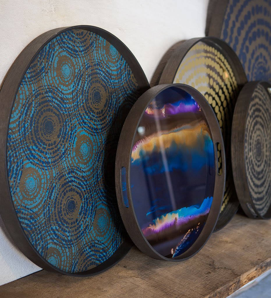 Indigo Organic Glass Round Tray H504212