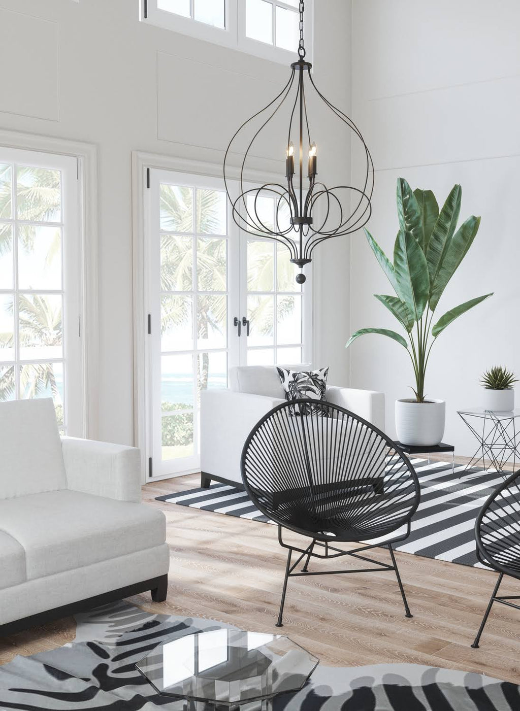 4 Light Matte Black Foyer Light F182052