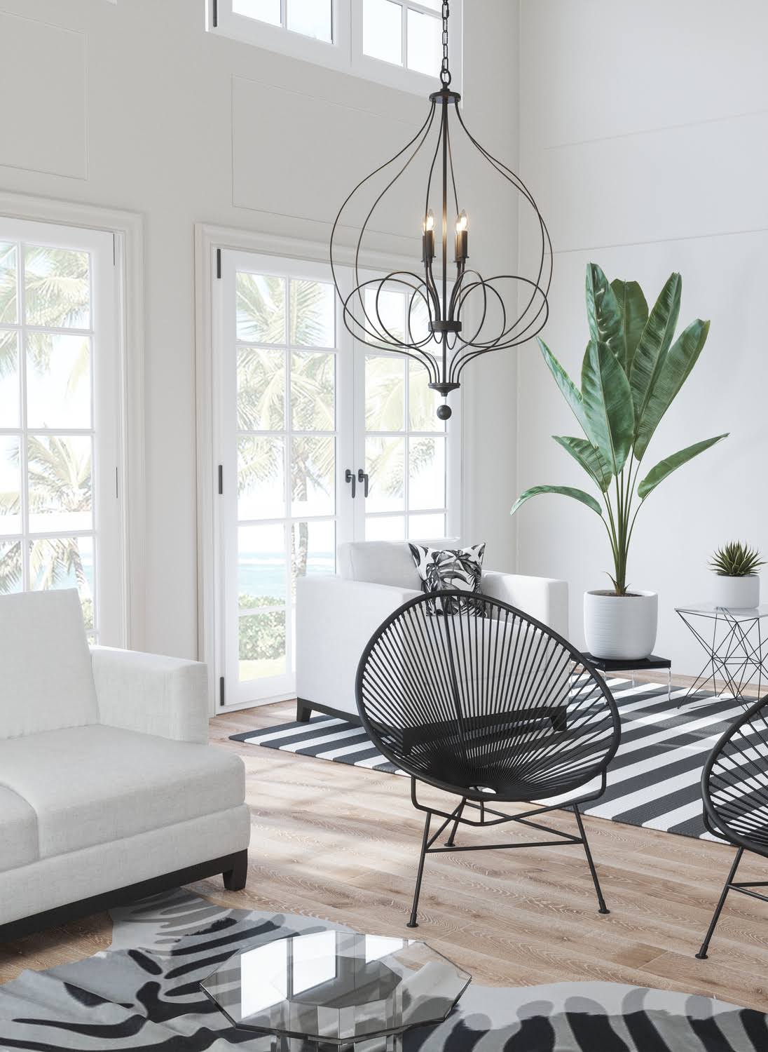 4 Light Matte Black Foyer Light F182052