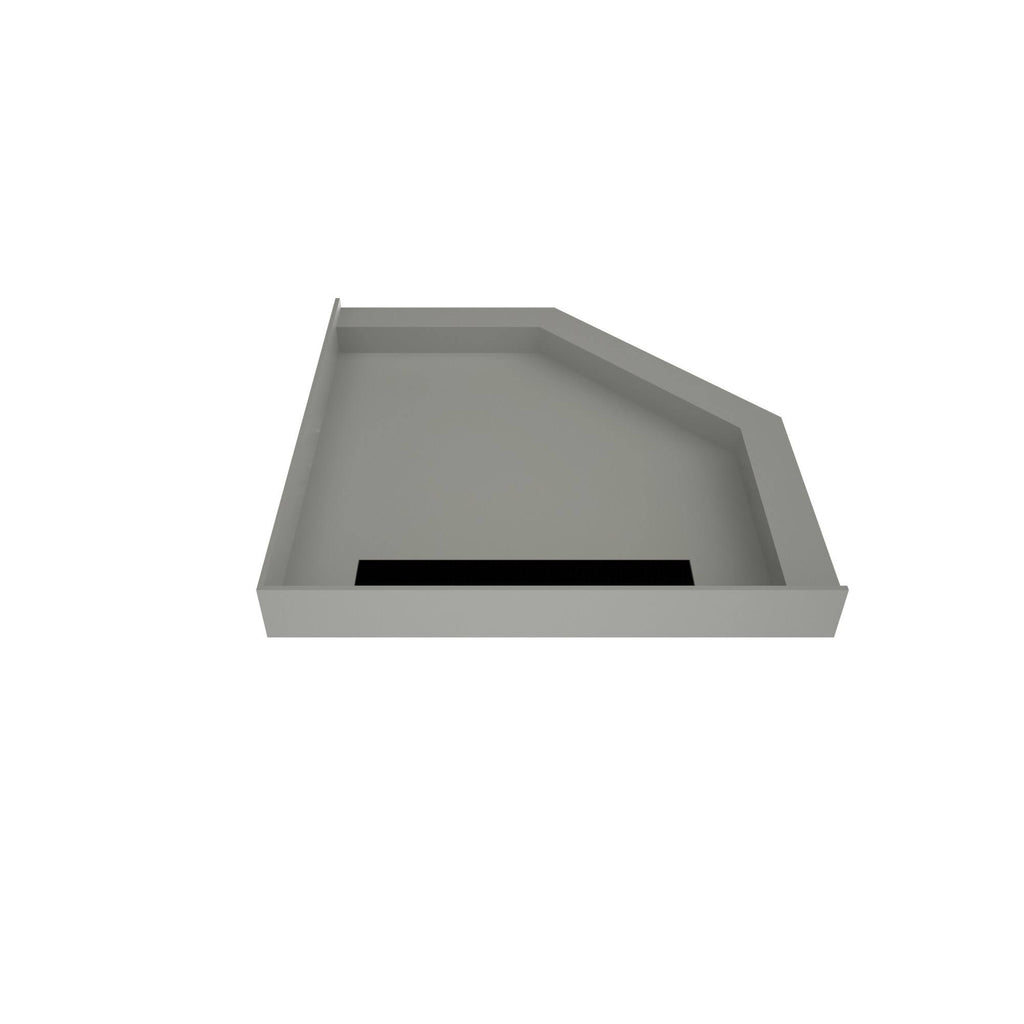 36x22 Neo-Angle Triple Threshold Shower Base with Drain Grate X758315