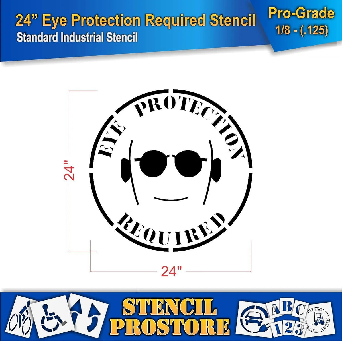 Eye Protection Floor Marking Stencil 24 Inch L3933
