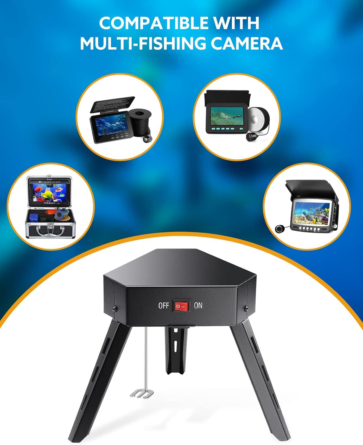 Underwater Fishing Camera Positioner 360° Degree Rotation Tripod with Remote Control Metal Housing Y28223