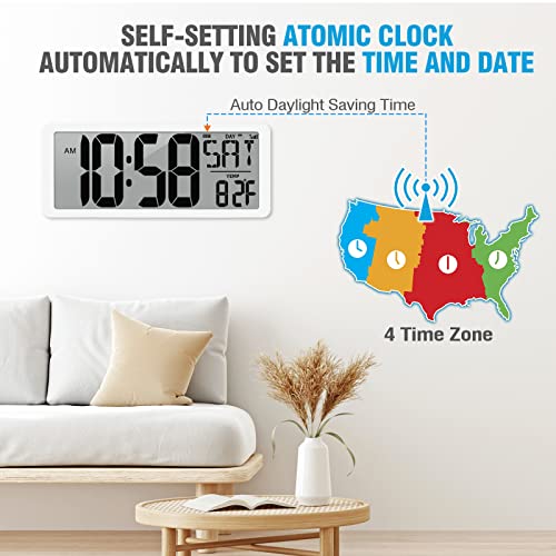 14.2’’ Wall Clock with Auto Backlight, Temp, Date, Timer, DST R474392