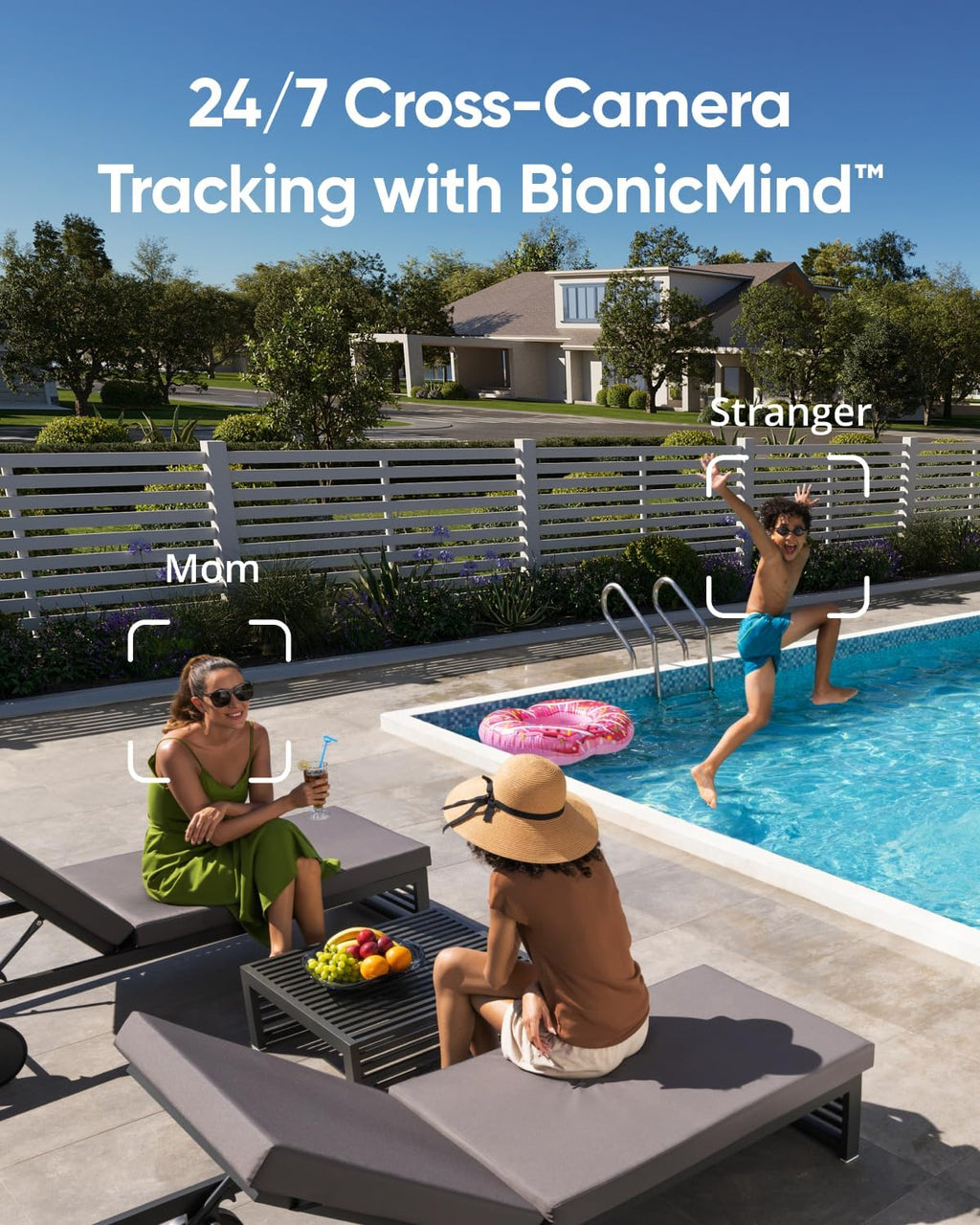 Outdoor Security Camera, 4K Resolution, 24/7 Recording, Plug-in, Enhanced Wi-Fi, Face Recognition AI P306478