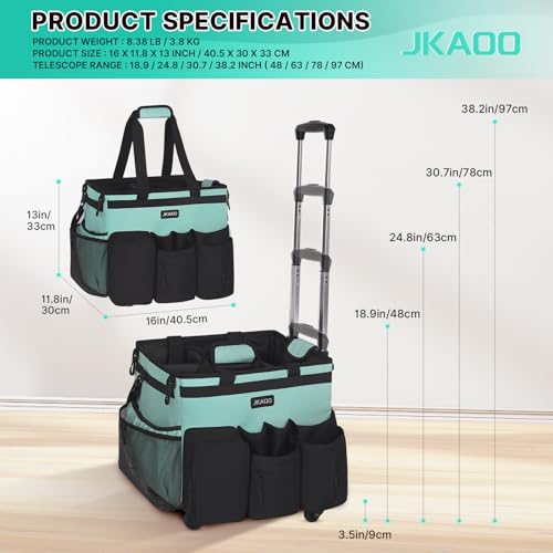 Blue-Green Waterproof Rolling Cleaning Caddy with Detachable Trolley T946529