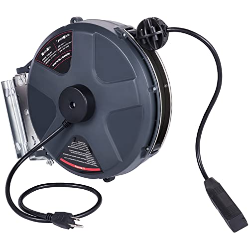50 FT 14AWG/3C SJTOW Power Cord Reel with Lighted Triple Tap Outlet K499482