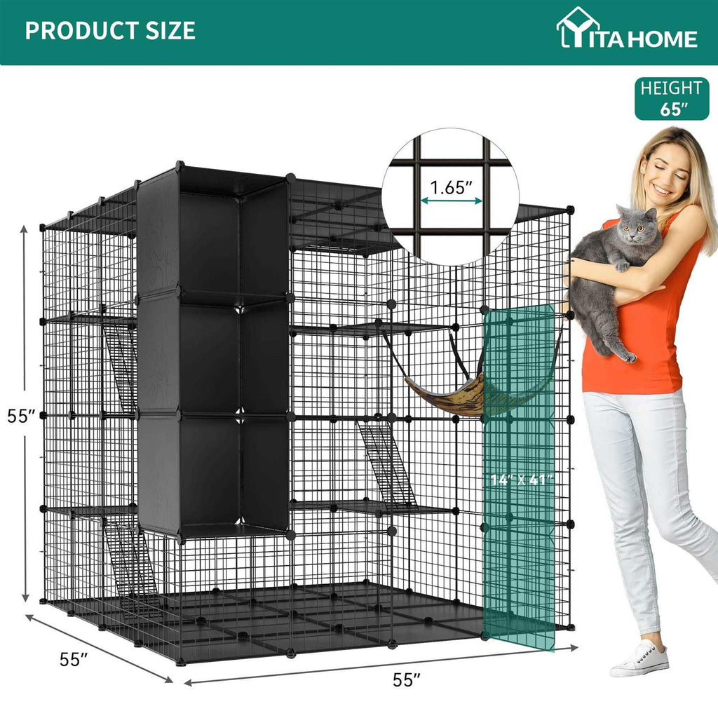 Large Indoor Metal Cat Cage with Hammock K292652