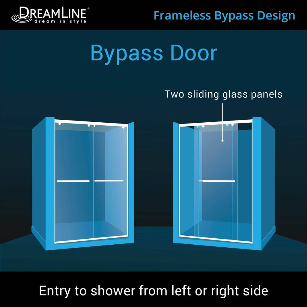Frameless Bypass Sliding Shower Door Brushed Nickel U1800