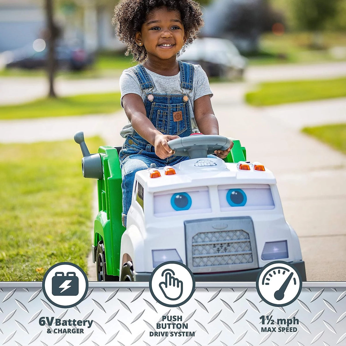 Toddler Recycling Truck Ride On Toy with 6 Volt Battery and Charger Y495