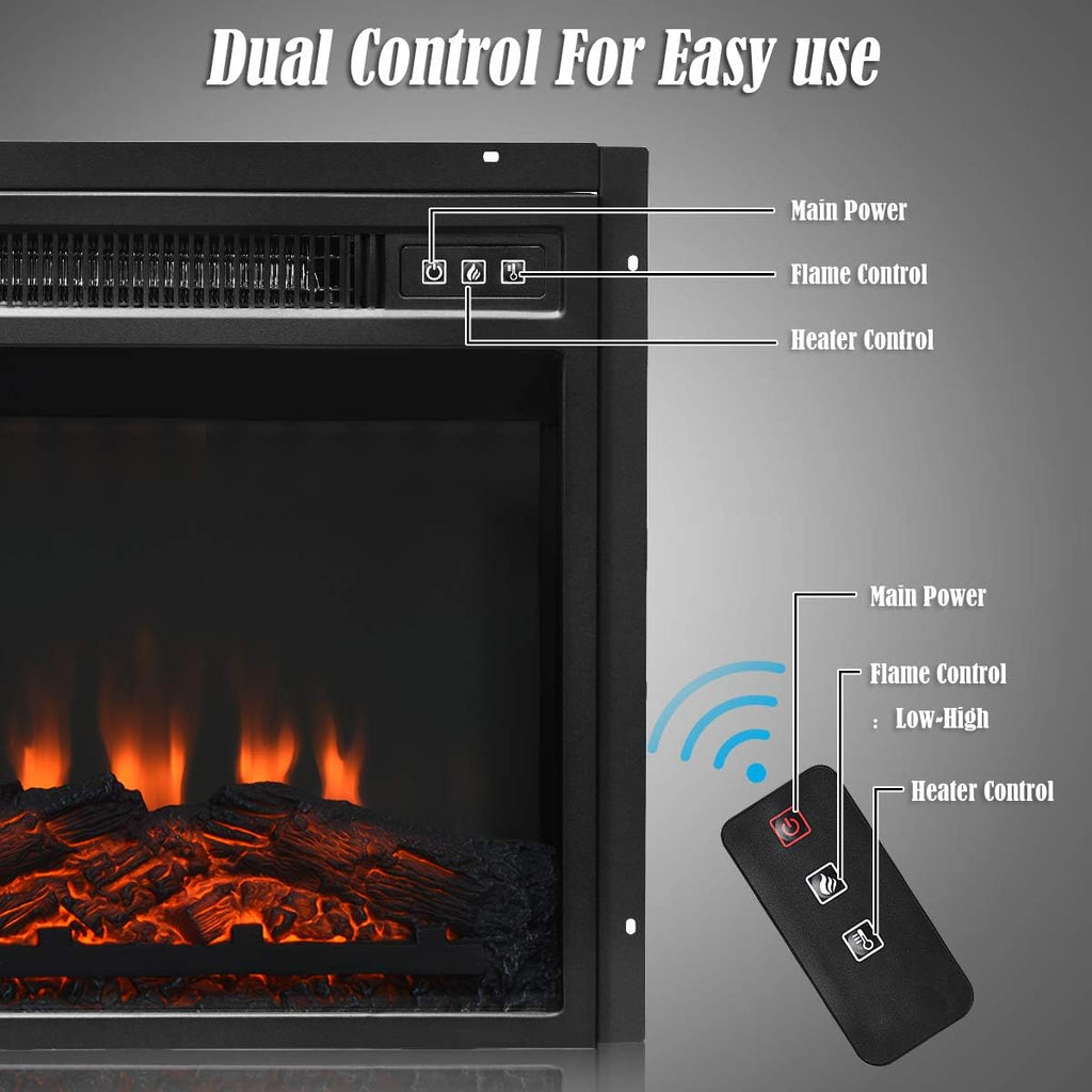 Fireplace Stand Media Storage Cabinet Console with Electric Fireplace with Remote Control J441556