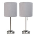 Stick Lamp with Outlet and Fabric Shade Two Pack Set U677210