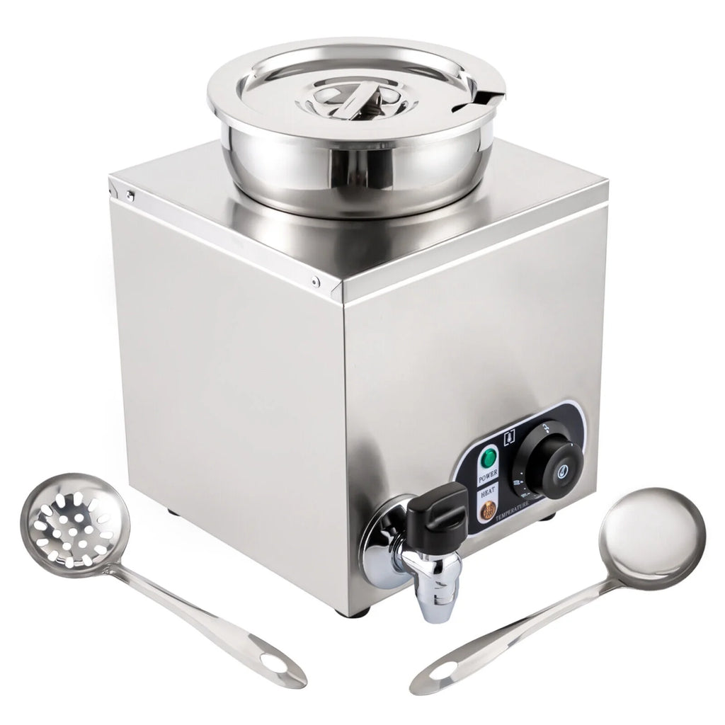 Commercial Soup Warmer Electric Food Warmer, Stainless Steel Countertop Soup Pot with Tap T795