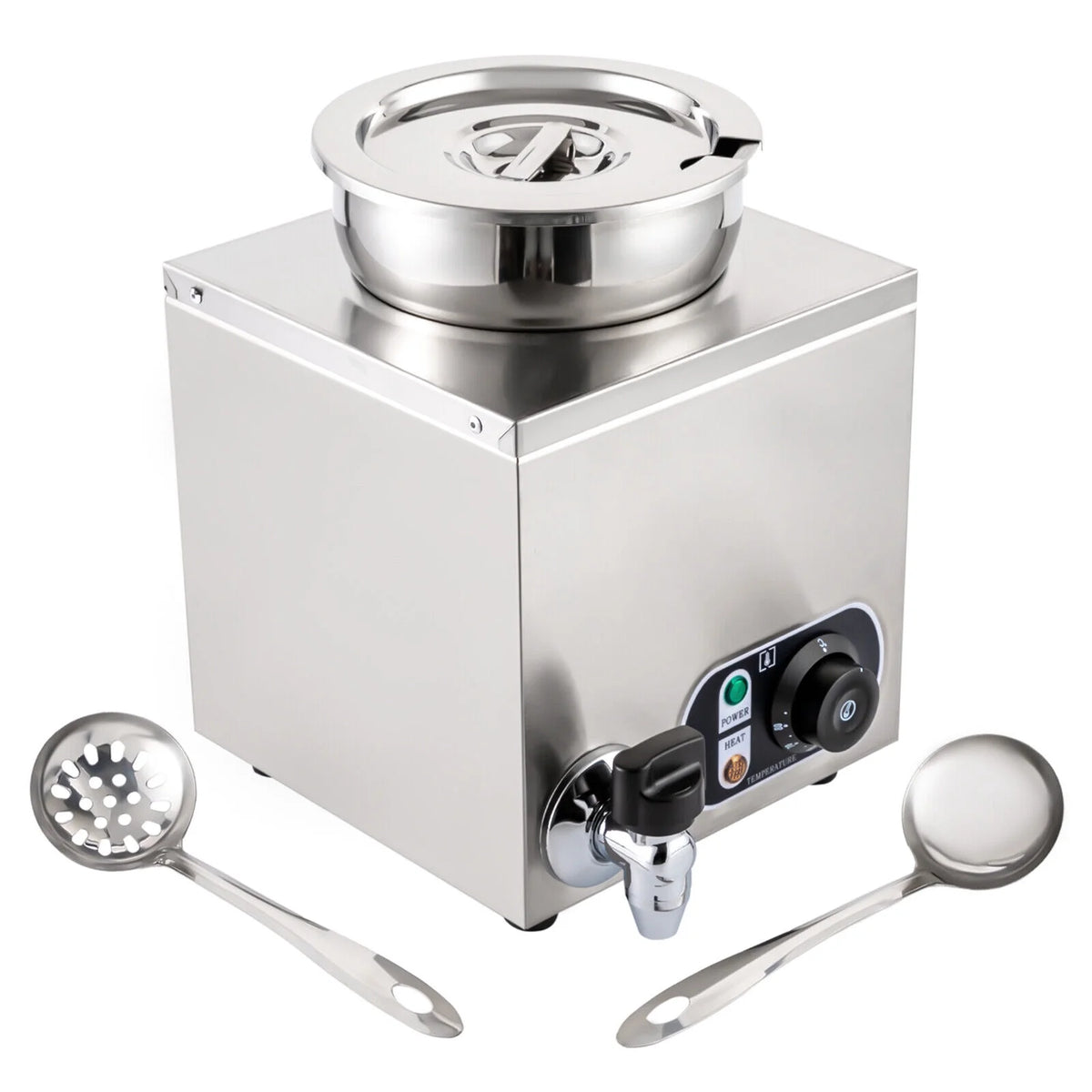 Commercial Soup Warmer Electric Food Warmer, Stainless Steel Countertop Soup Pot with Tap T795
