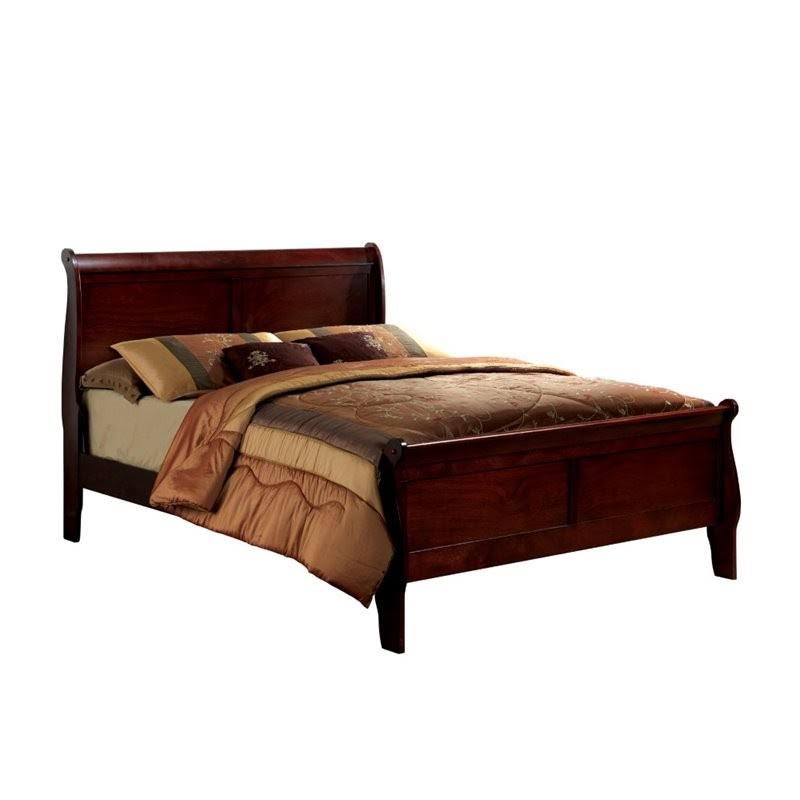 Queen Wood Sleigh Bed in Cherry Q508715