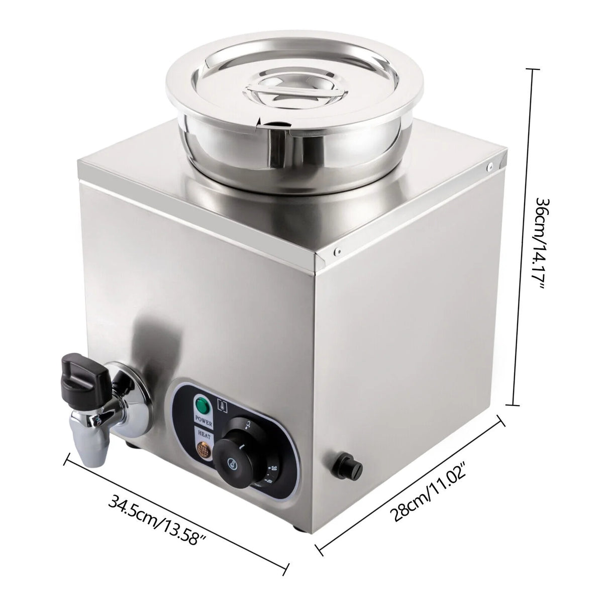 Commercial Soup Warmer Electric Food Warmer, Stainless Steel Countertop Soup Pot with Tap T795