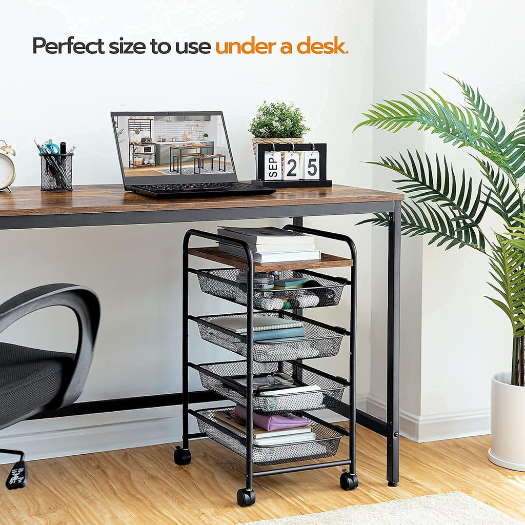 5 Tier Rolling Cart with Mesh Drawers and Wheels Z1905