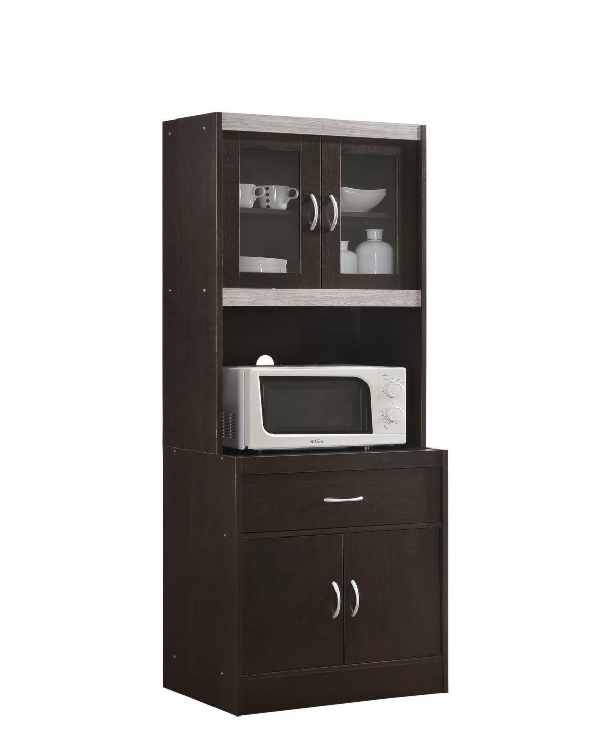Brown Kitchen Cabinet with Top and Bottom Enclosed Cabinet Space U371247