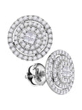 14kt White Gold Princess Diamond Cluster Earrings 1/2 Cttw P35569