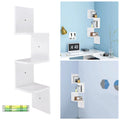 White 3 Tiers Zig Zag Floating Wall Mount Corner Shelf P140085