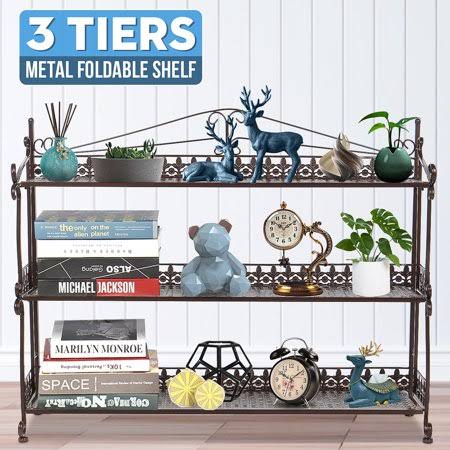 3-Tier Metal Storage Shelves Bookshelf U7347