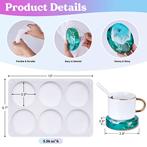 Large 6 Cavity Round Silicone Coaster Molds X556
