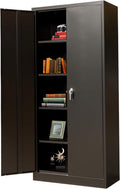 Lockable Black Steel Storage Cabinet with 2 Doors and 4 Shelves B4638