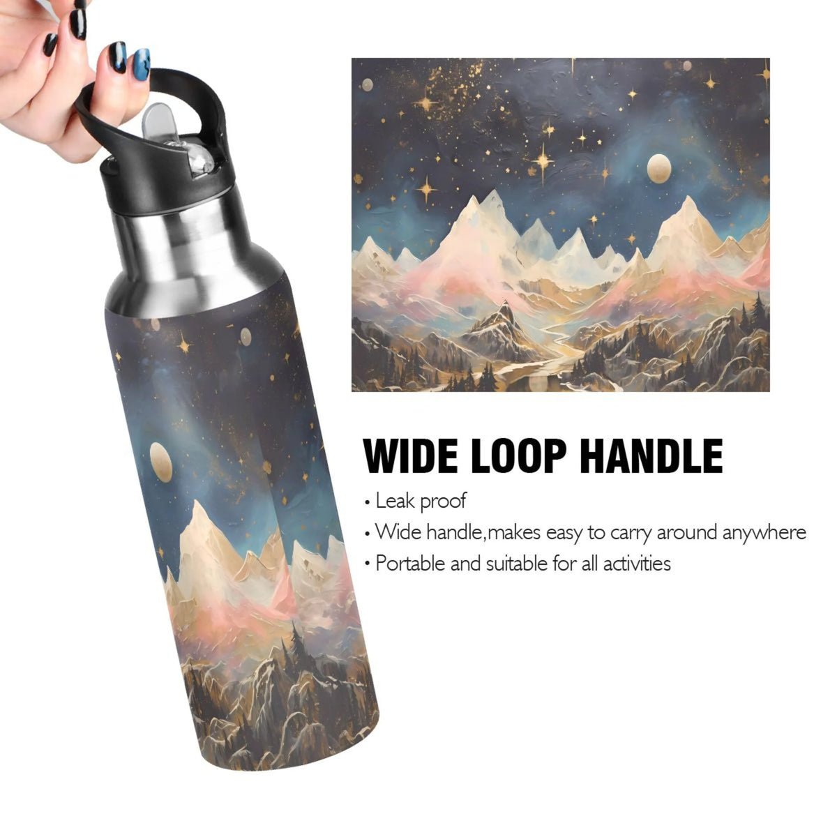 Stainless Steel Insulated Water Bottle with Straw Lid V37659