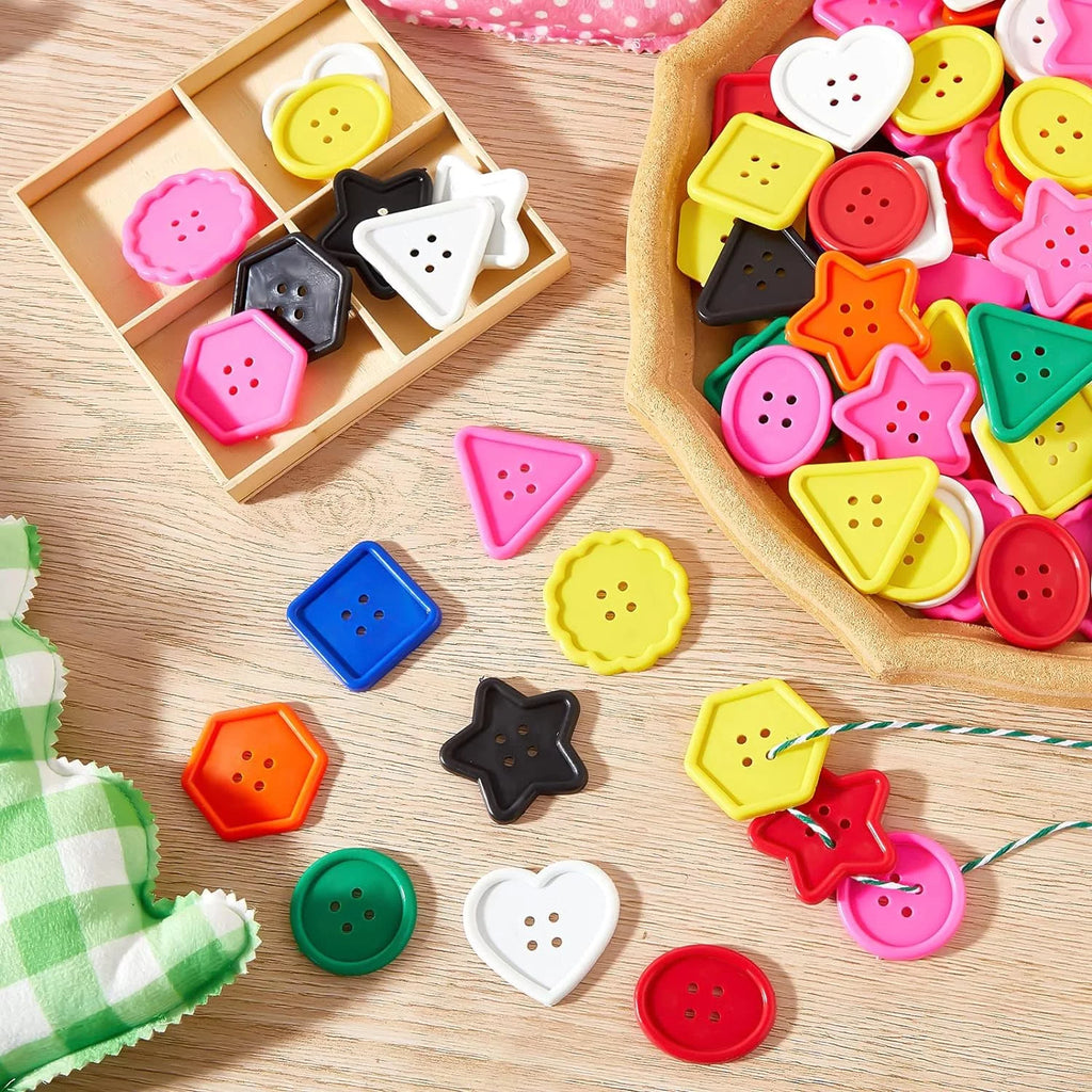 150 Pieces Big Bright Buttons 8 Vivid Colors 8 Large Shapes G509