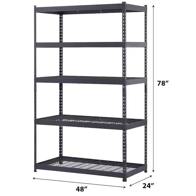 5-Tier Heavy Duty Steel Storage Shelving Unit in Black P458823