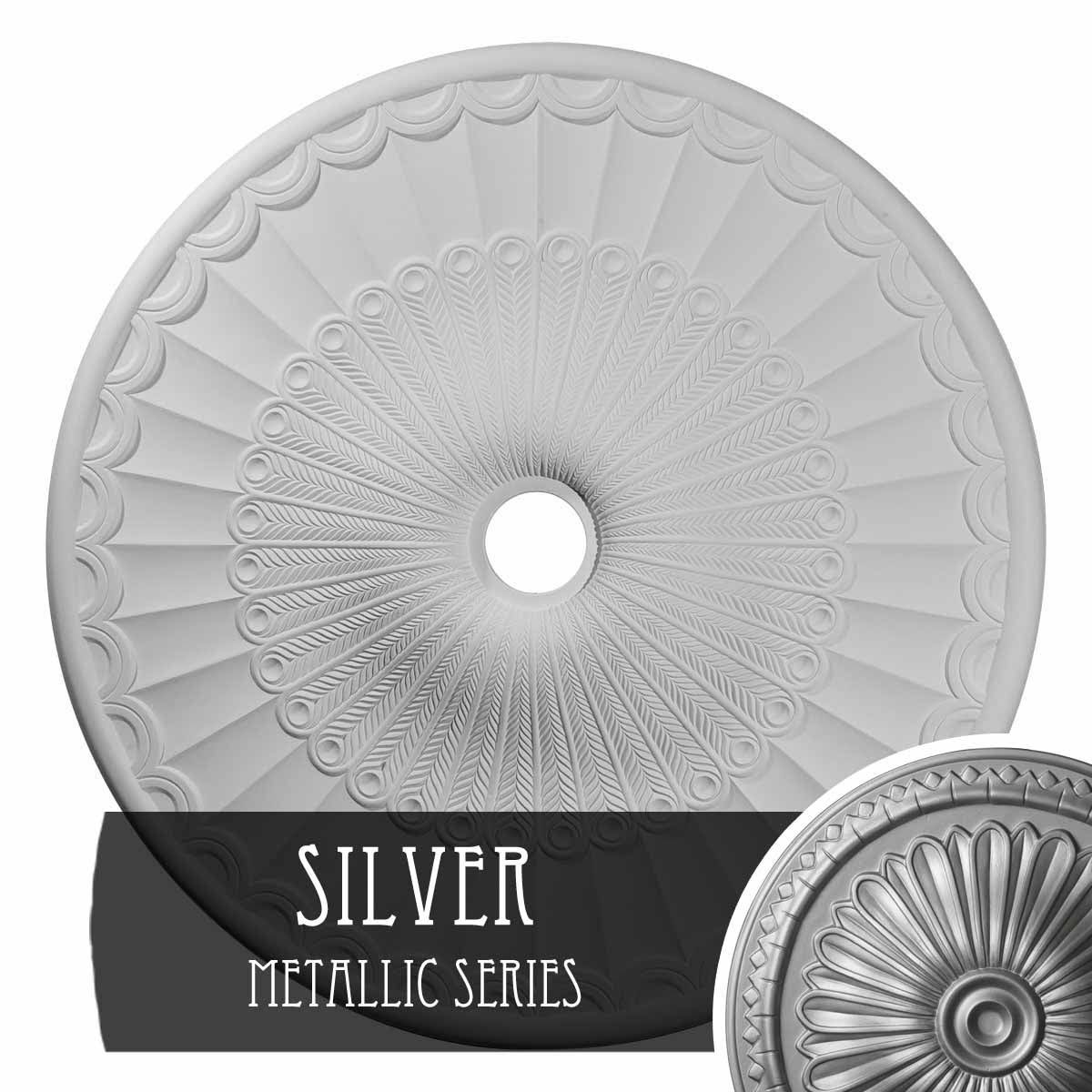 Hand-Painted Silver Ceiling Medallion F575