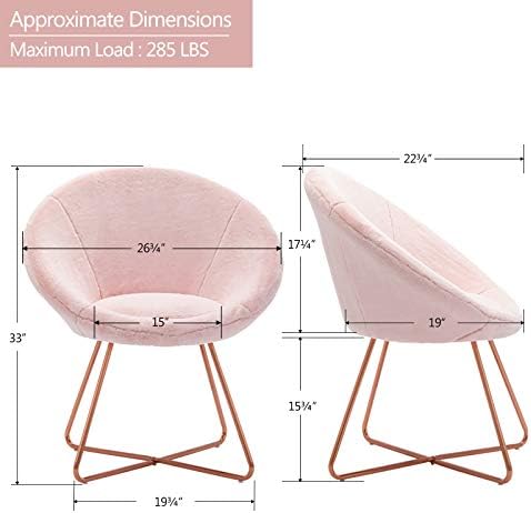 White Faux Fur Accent Chair with Golden Metal Legs 1 PCS T487697