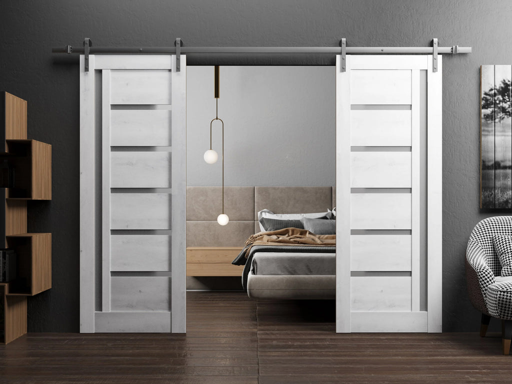 Double Barn Door 36 x 84 inches with Frosted Glass Q887259