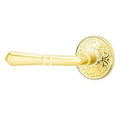 Half Dummy Left Handed Door Lever with Lancaster Rose in Unlacquered Brass A698