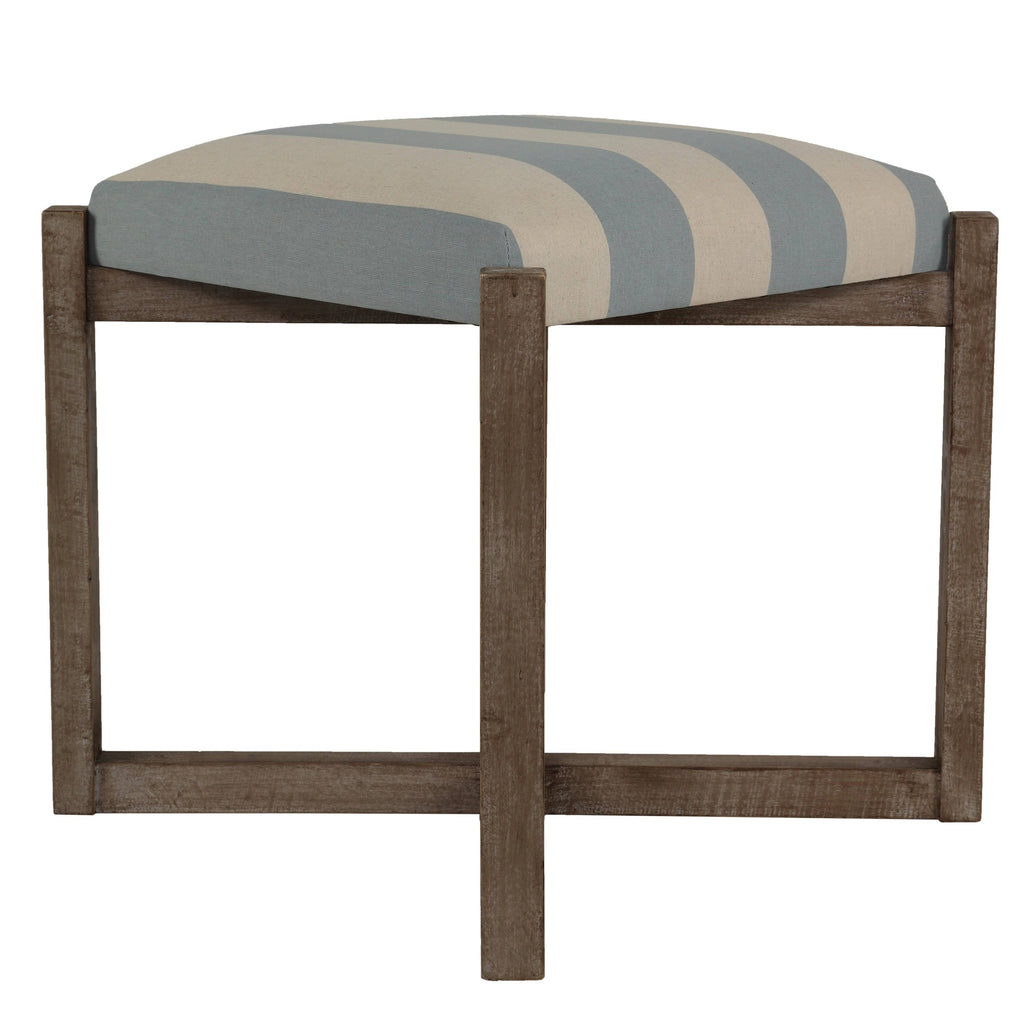 Blue and White Striped Square Ottoman K476797