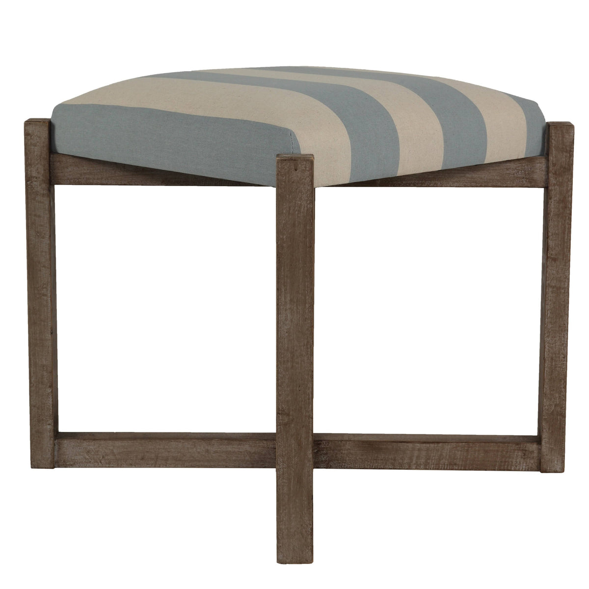Blue and White Striped Square Ottoman K476797