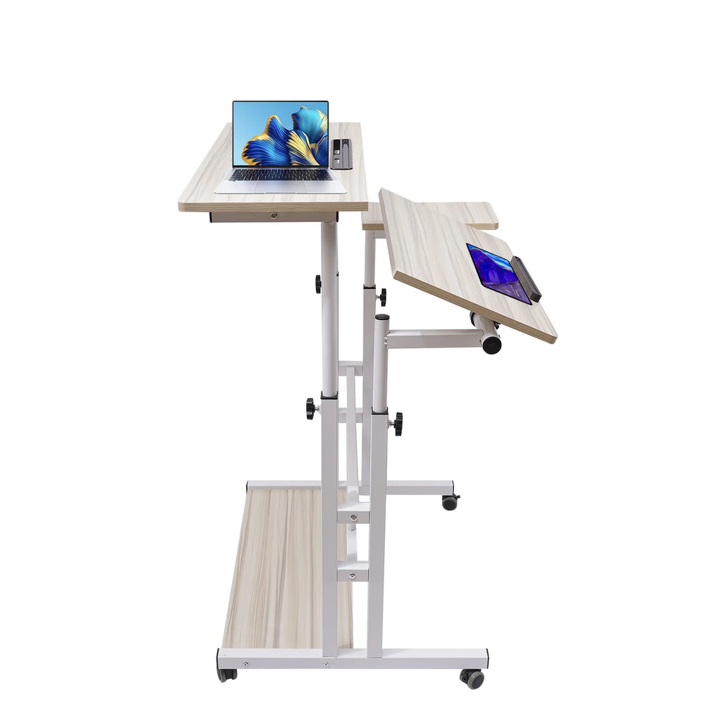 Adjustable Mobile Stand Up Desk with Footrest Y19838