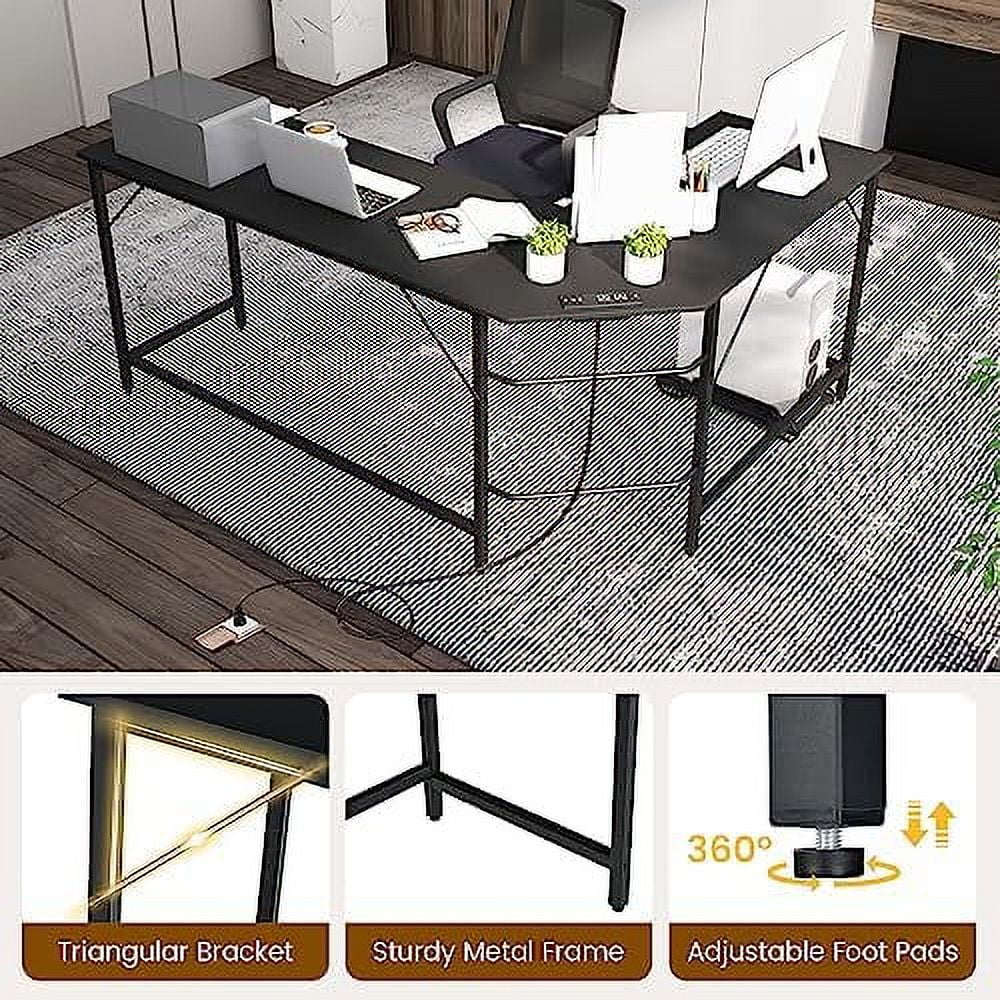 L-Shaped Office Desk with Power Outlets Y5129