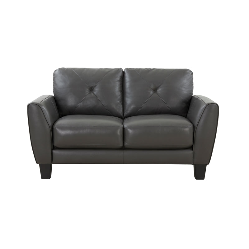 Gray Top Grain Leather Loveseat C75293