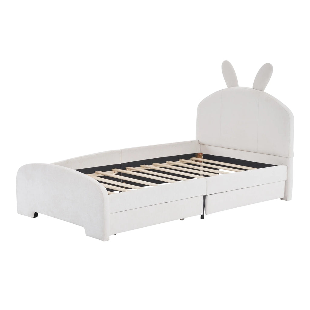 Upholstered Twin Bed with 2 Drawers N7863
