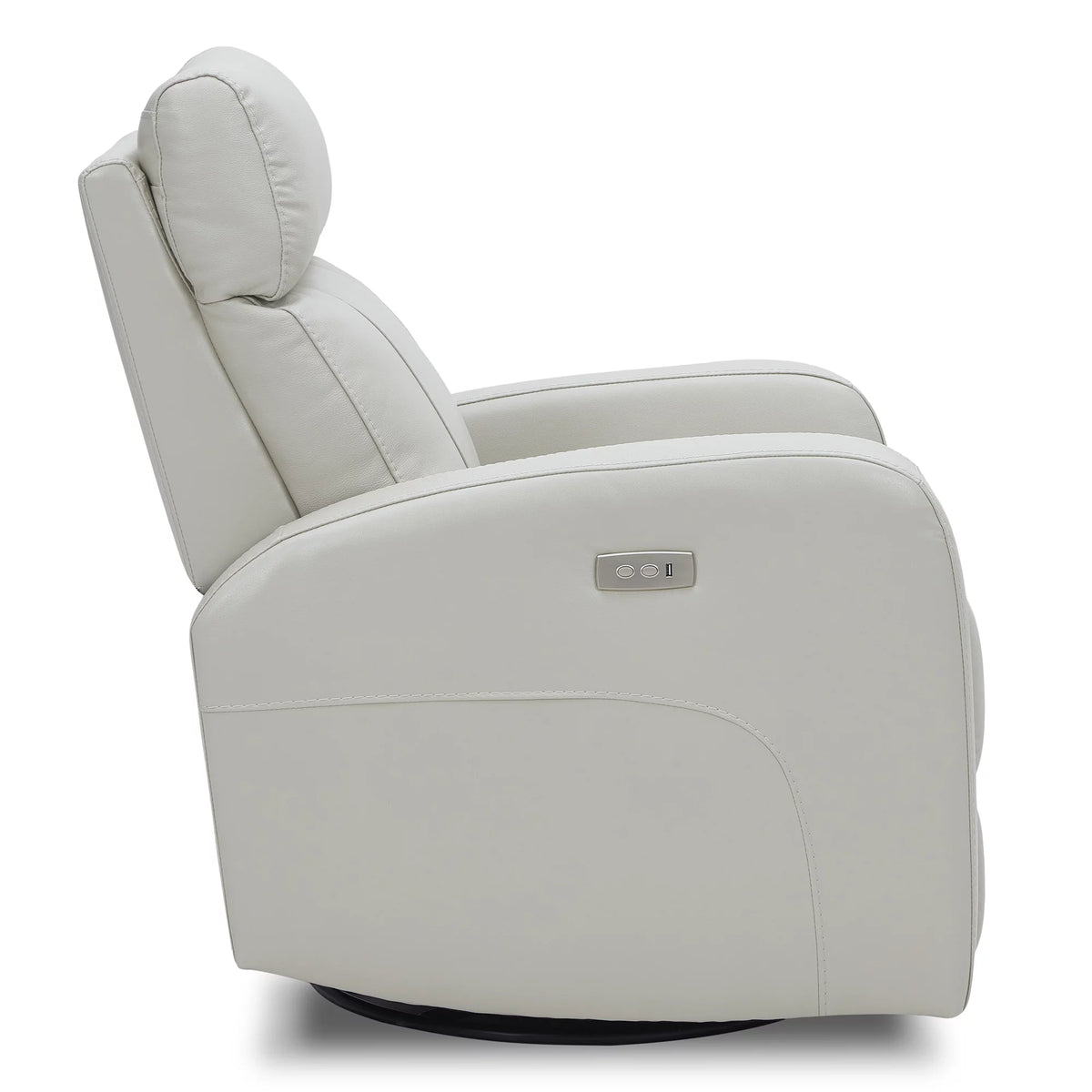 White Leather Power Swivel Glider Recliner W6069