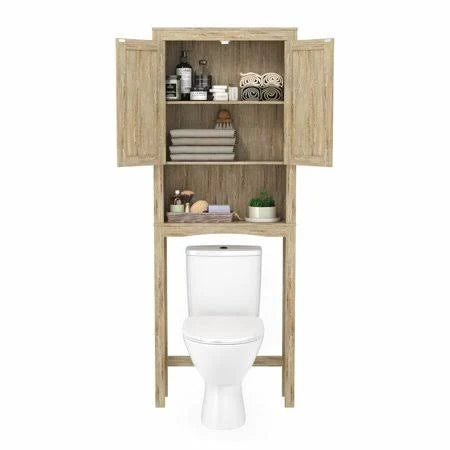 Brown 3-Shelf 2-Door Wall Bathroom Cabinet X9174